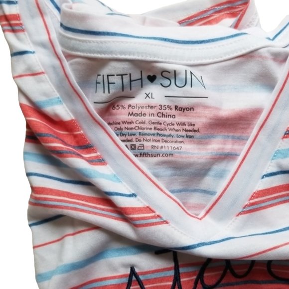 NEW Fifth Sun Americana Flag Embroidered Front Tie Crop Tee T-Shirt - Picture 7 of 7